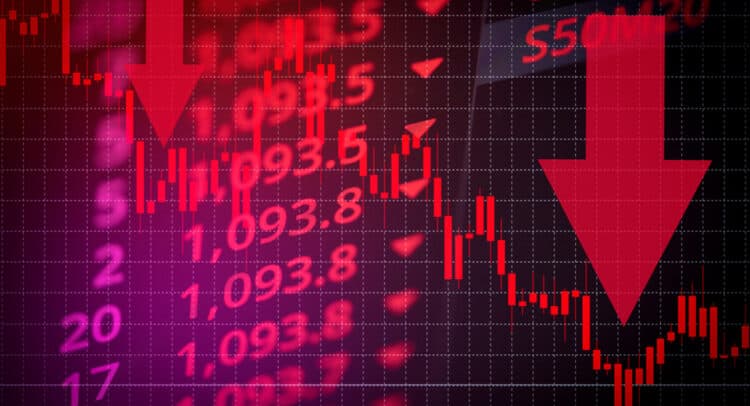 Stock market chart trending downward